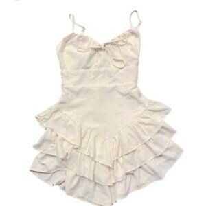 Cream Ruffle Romper Jumpsuit - Lightweight Tiered Summer Style